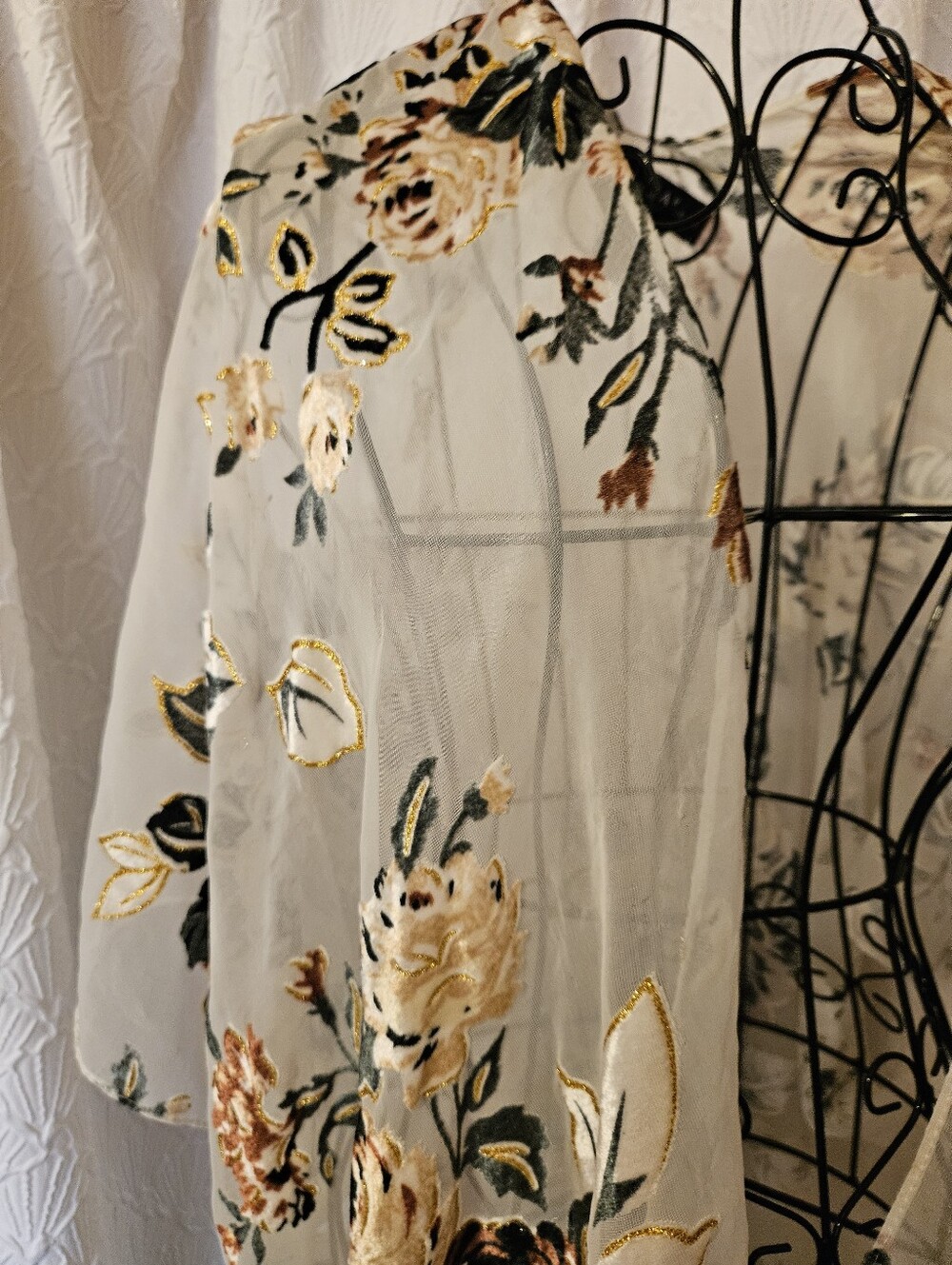 Marcus Adler Sheer Floral Kimono Cover-Up in Cream and Brown - Picture 12 of 12